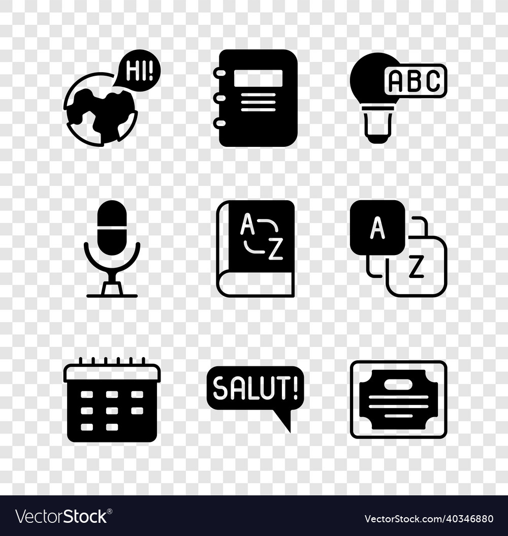 Set learning foreign languages notebook creative vector image Set learning foreign languages notebook creative