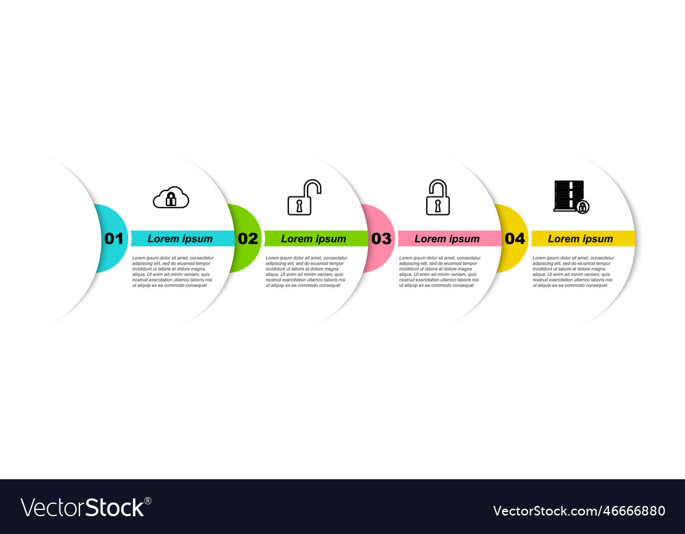 Set line cloud computing lock open padlock vector image Set line cloud computing lock open padlock