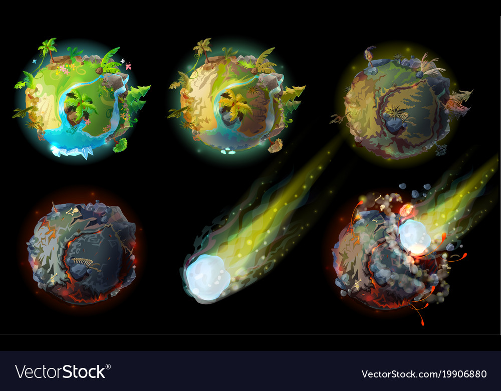 Stages of earth death concept Royalty Free Vector Image