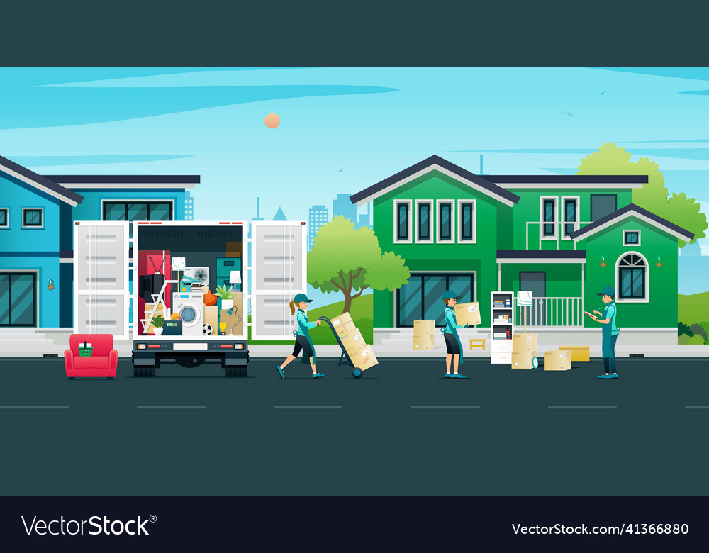 Workers moving house Royalty Free Vector Image