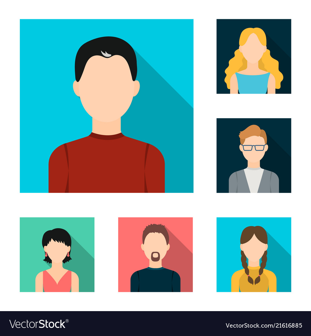 Avatar And Face Flat Icons In Set Collection Vector Image