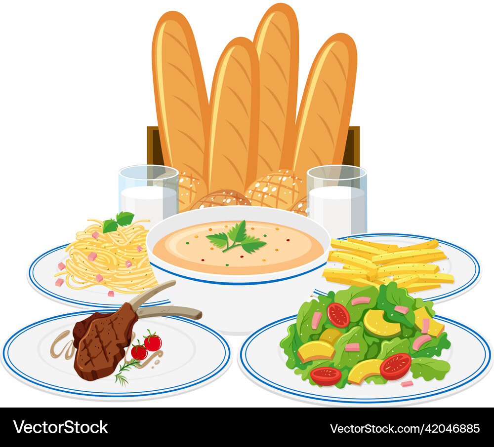 Breakfast set on white background Royalty Free Vector Image