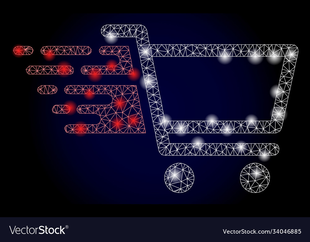 Bright web net shop cart with lightspots vector image Bright web net shop cart with lightspots