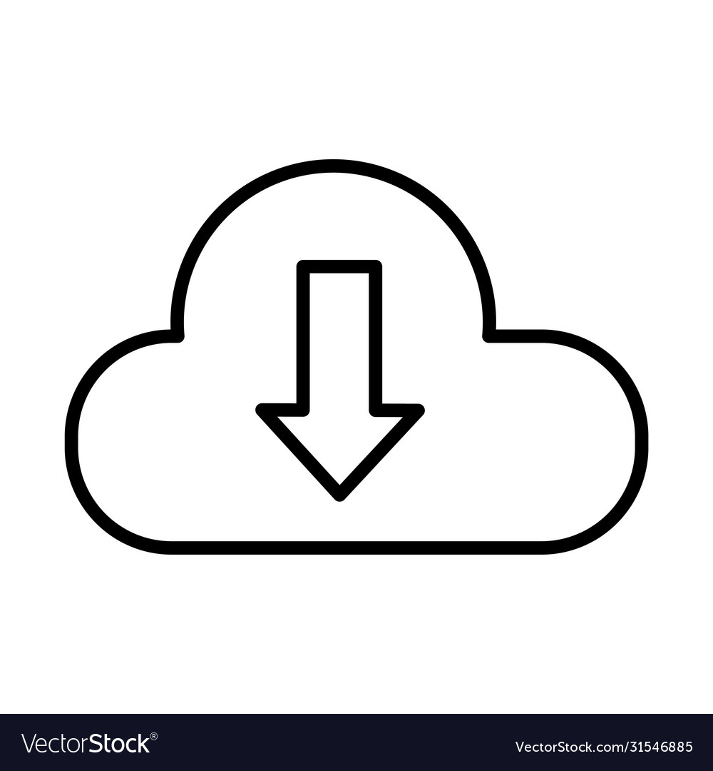 Cloud computing and arrow download line style icon