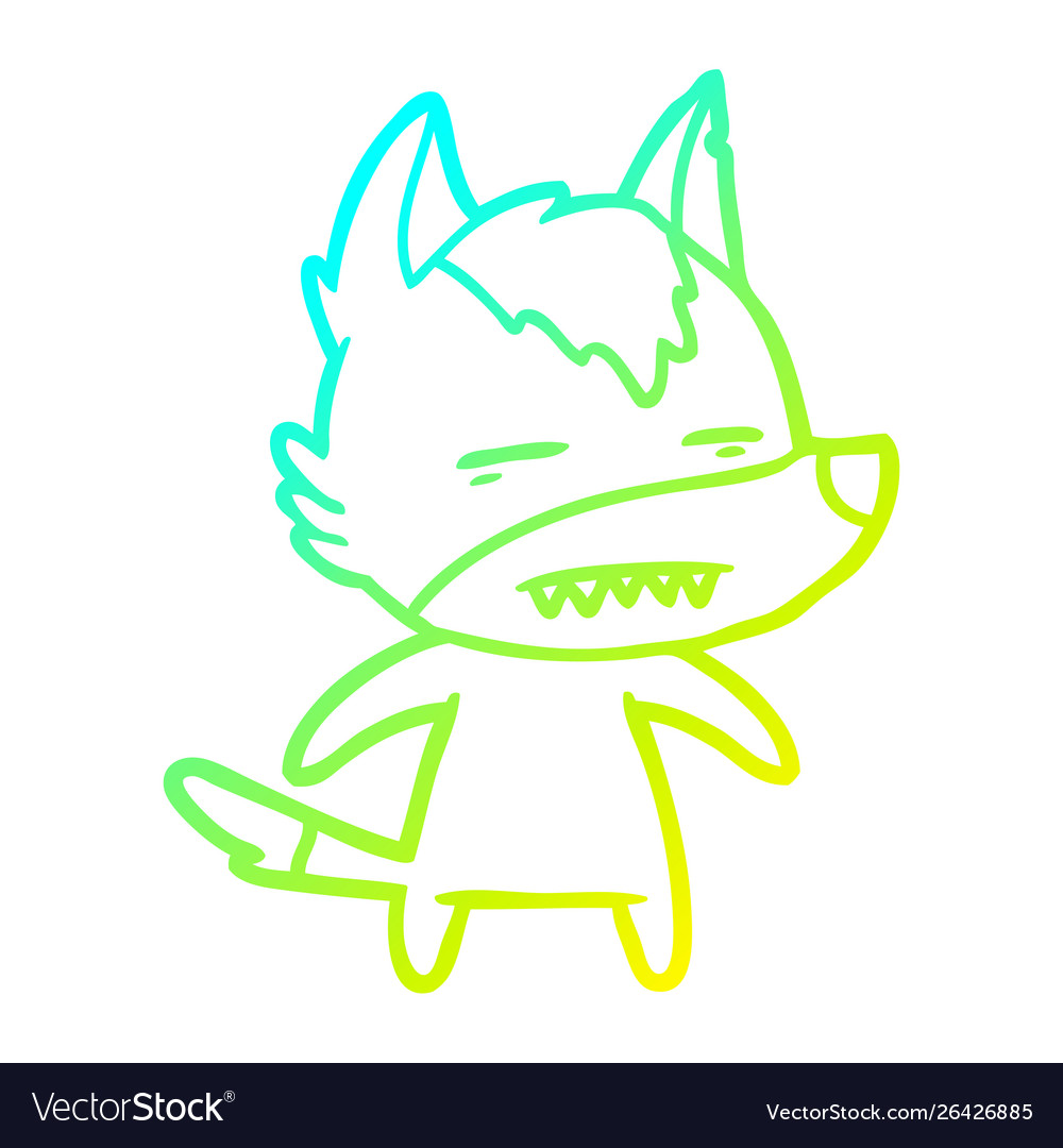 Cold gradient line drawing cartoon wolf showing Vector Image