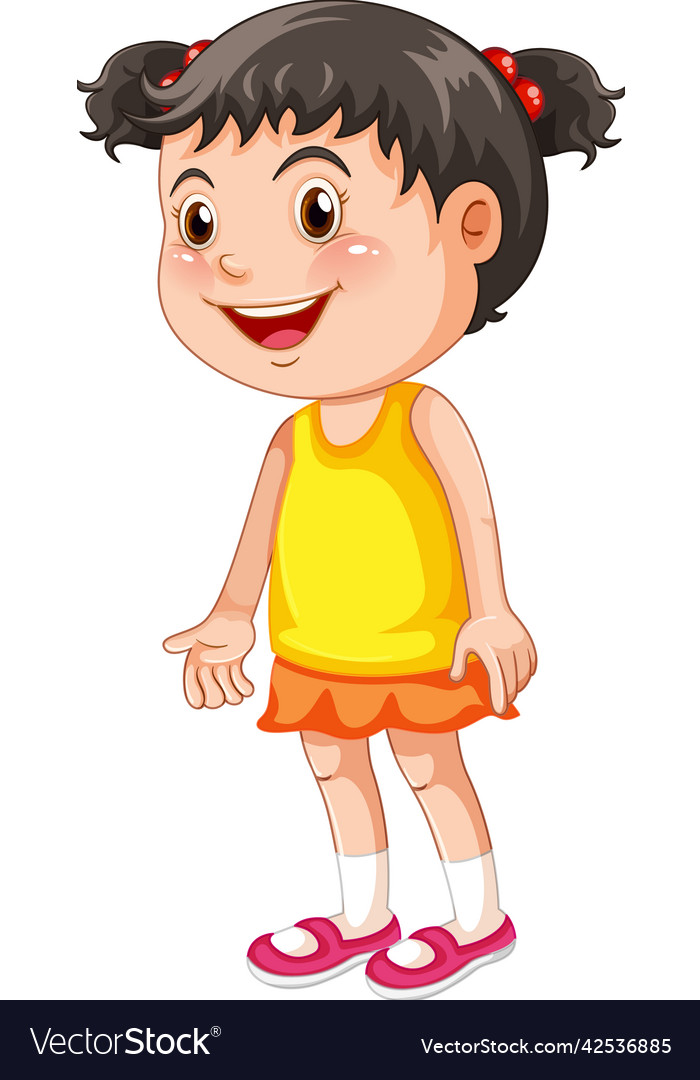 Cute girl wearing yellow shirt cartoon character Vector Image