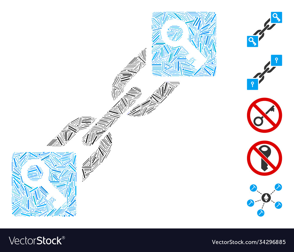 Dash mosaic key blockchain icon vector image Dash mosaic key blockchain icon