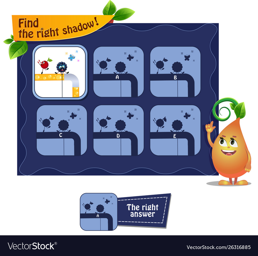 Fruit funny find right shadow butterflies Vector Image