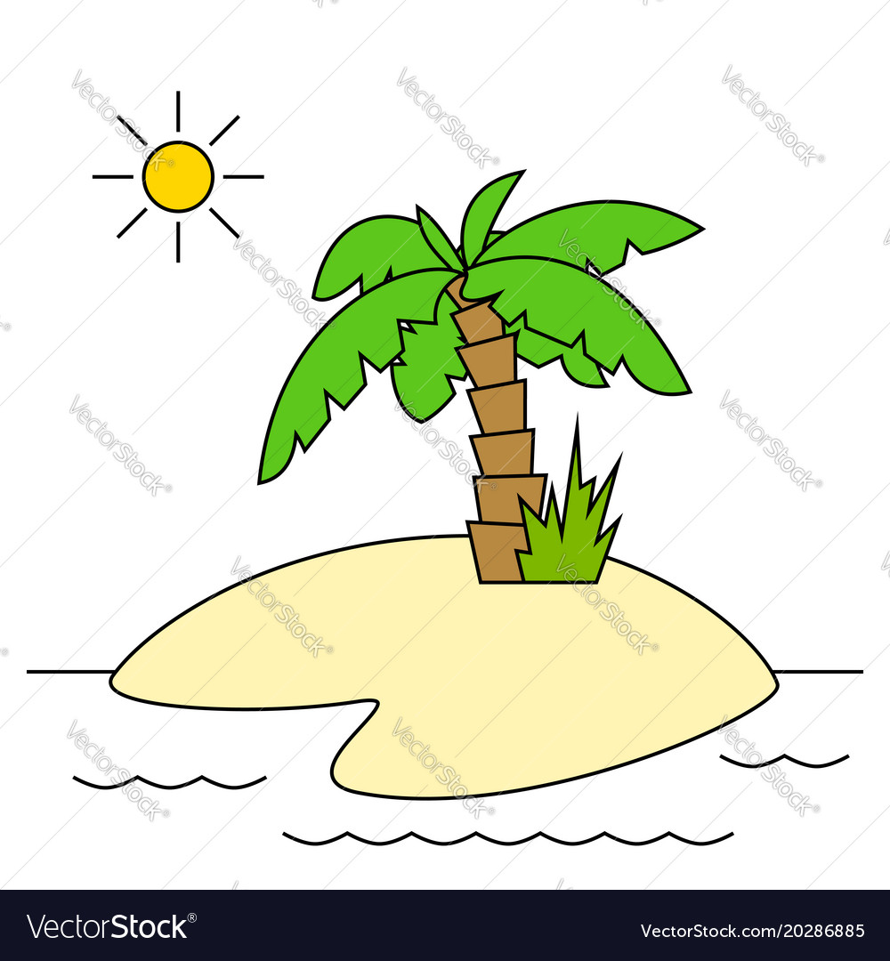 Island with palm tree isolated