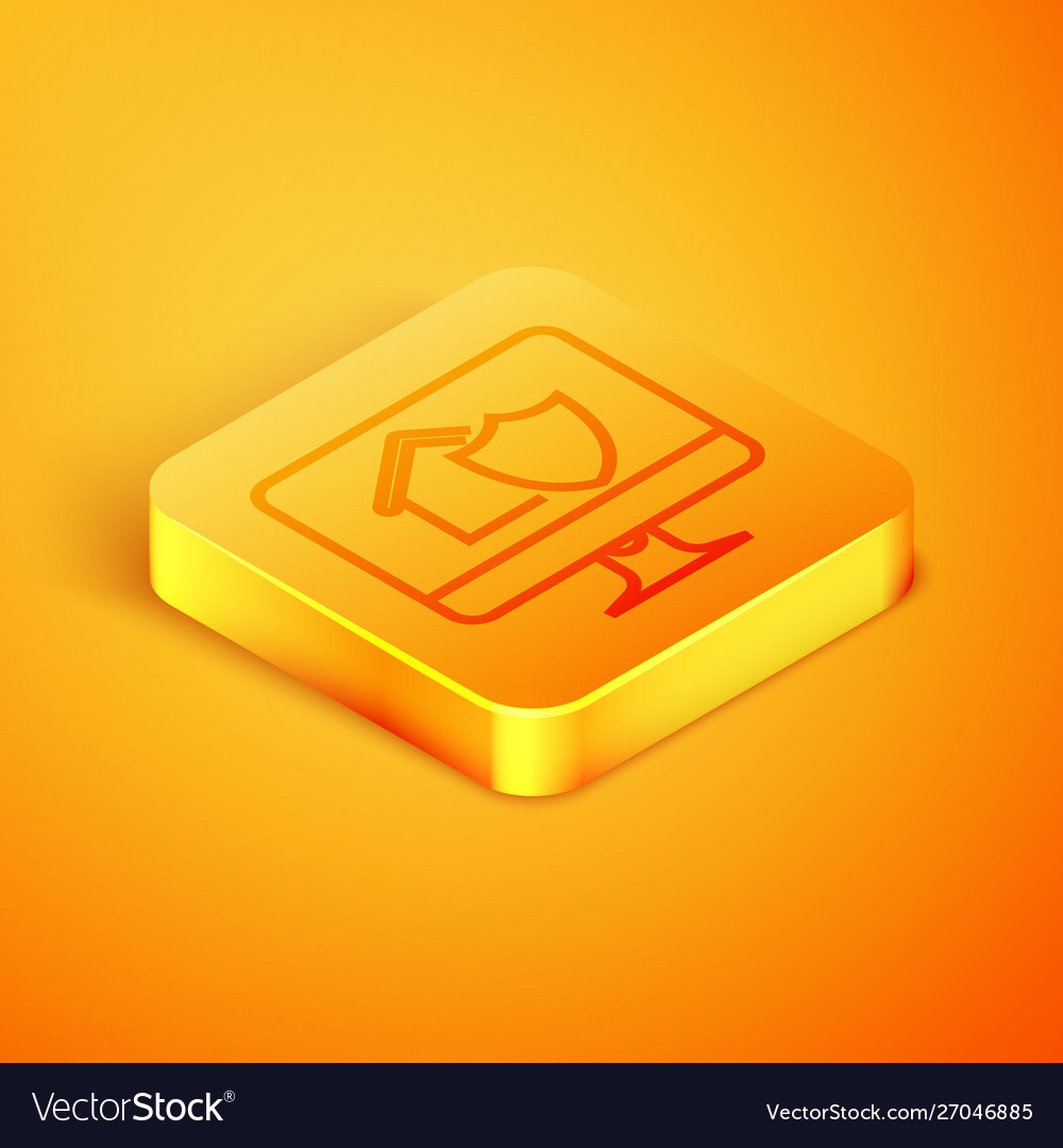 Isometric line computer monitor with house under vector image Isometric line computer monitor with house under