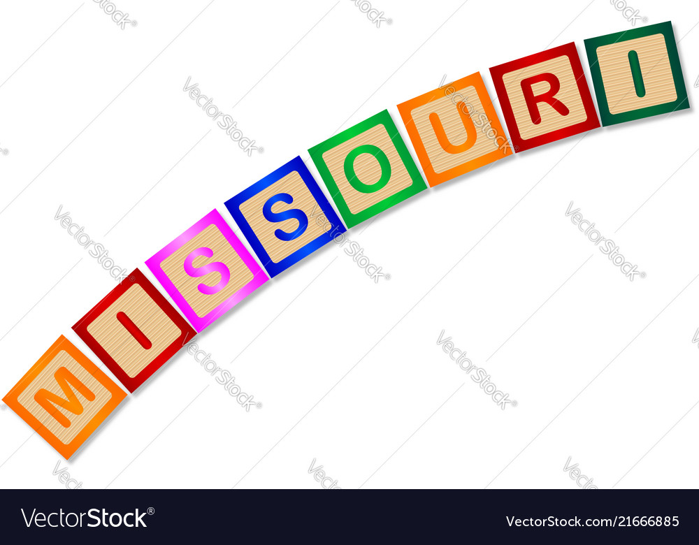 Missouri wooden block letters Royalty Free Vector Image