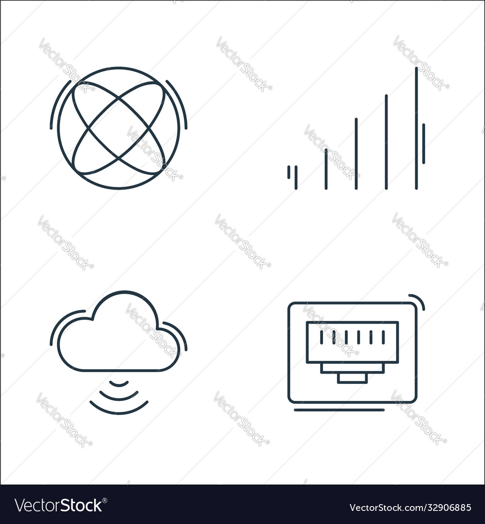 Netzwerk- und Datenbankzeilen-Symbole linearen Satz