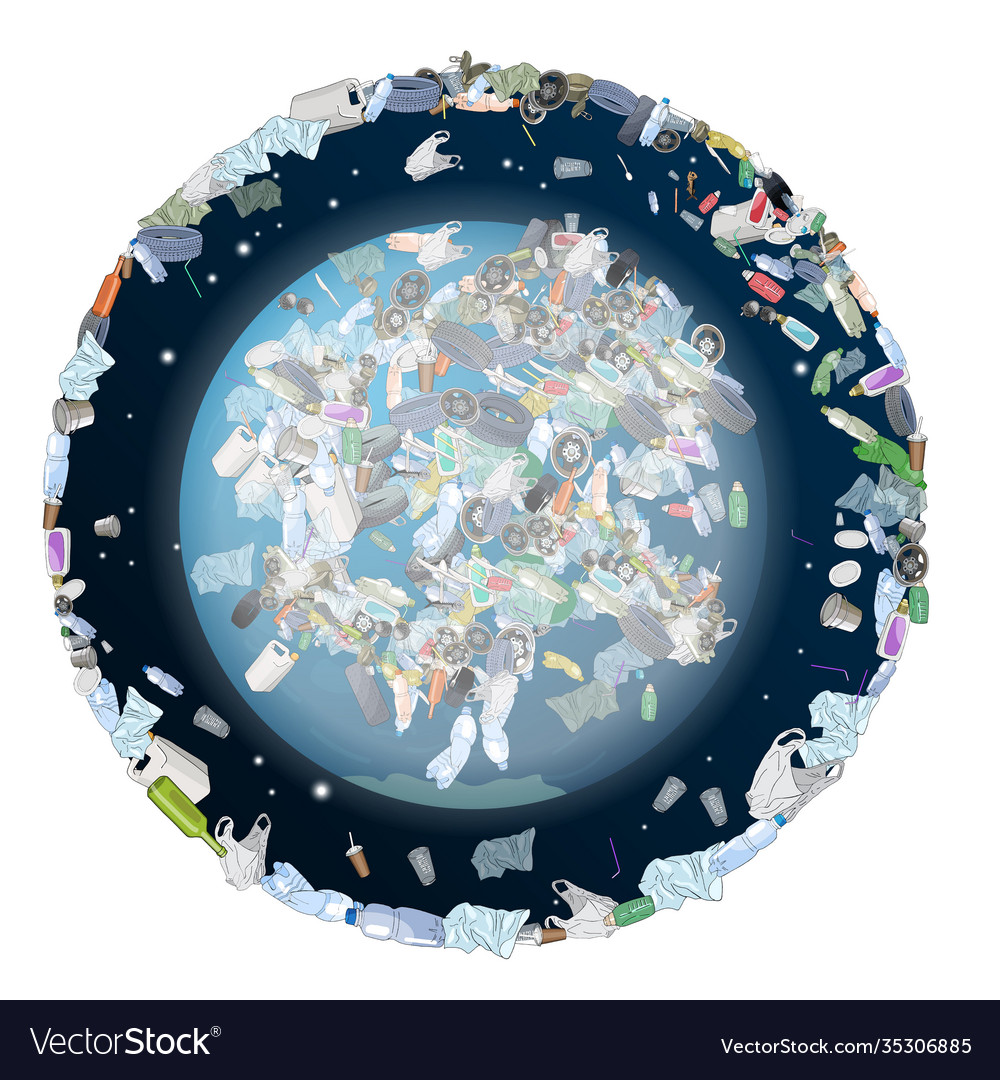 Problem pollution planet space vector image Problem pollution planet space