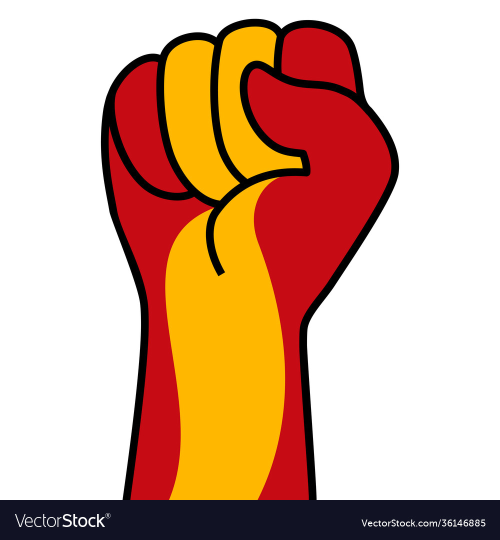 Raised spanish fist flag spain hand shape