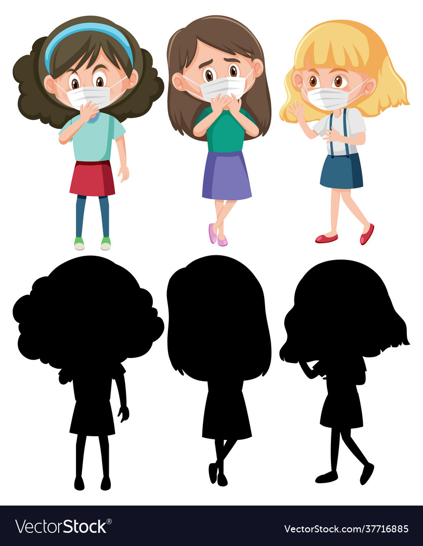 Set different kids wearing mask cartoon Royalty Free Vector Set different kids wearing mask cartoon Royalty Free Vector