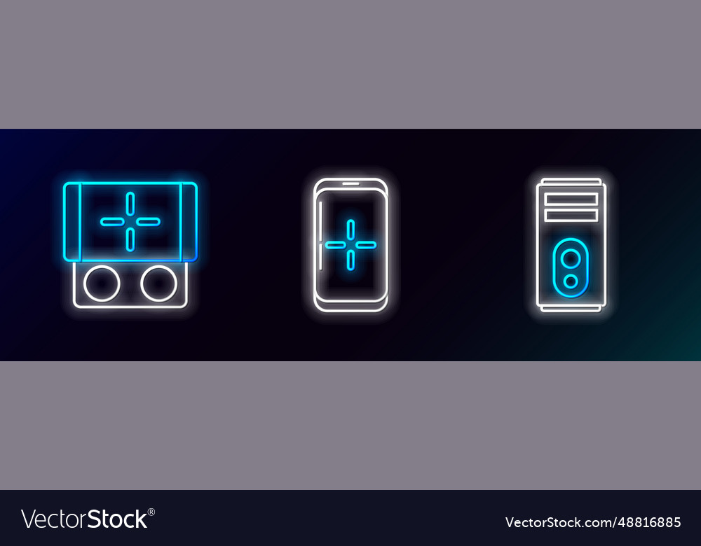 Set line computer portable video game console Vector Image Set line computer portable video game console