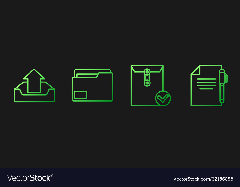Set line envelope and check mark upload inbox vector image Set line envelope and check mark upload inbox