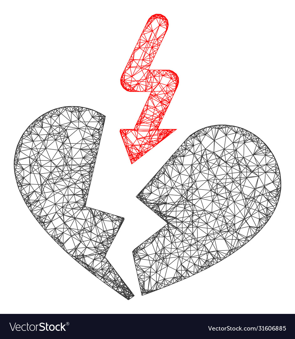 Web net breakup heart icon vector image Web net breakup heart icon