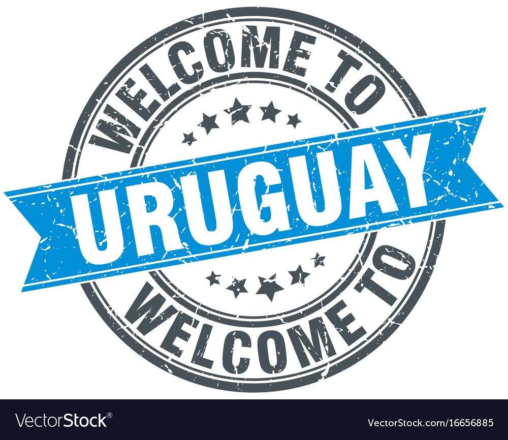 Welcome to uruguay blue round vintage stamp