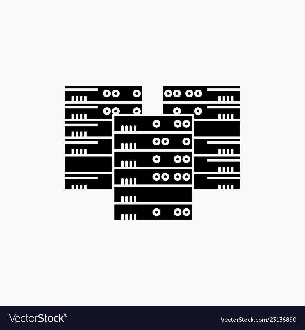 Center centre data database server glyph icon vector image Center centre data database server glyph icon