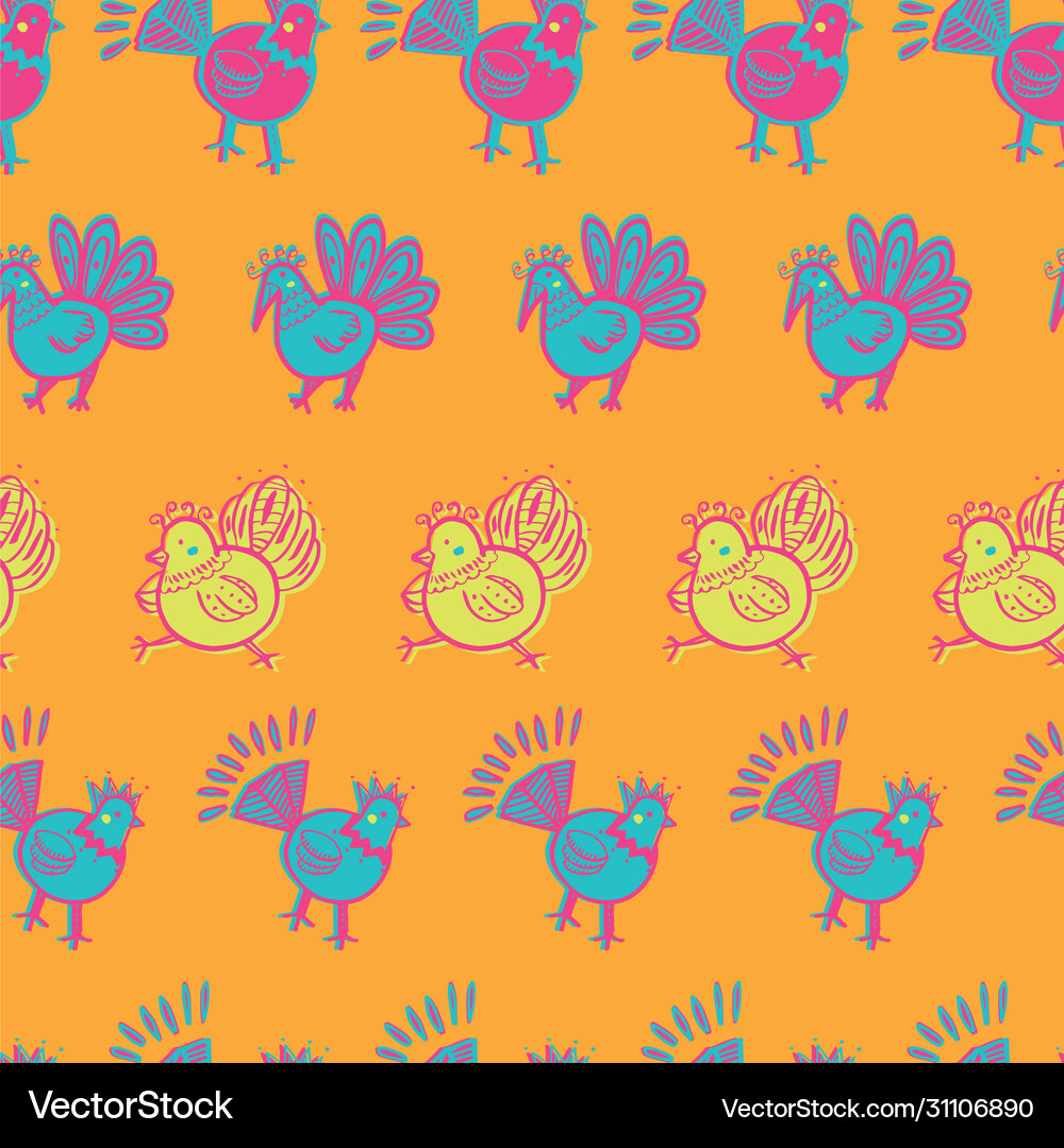 Chicken Repeat Pattern Chicken folklore print seamless repeat pattern Vector Image