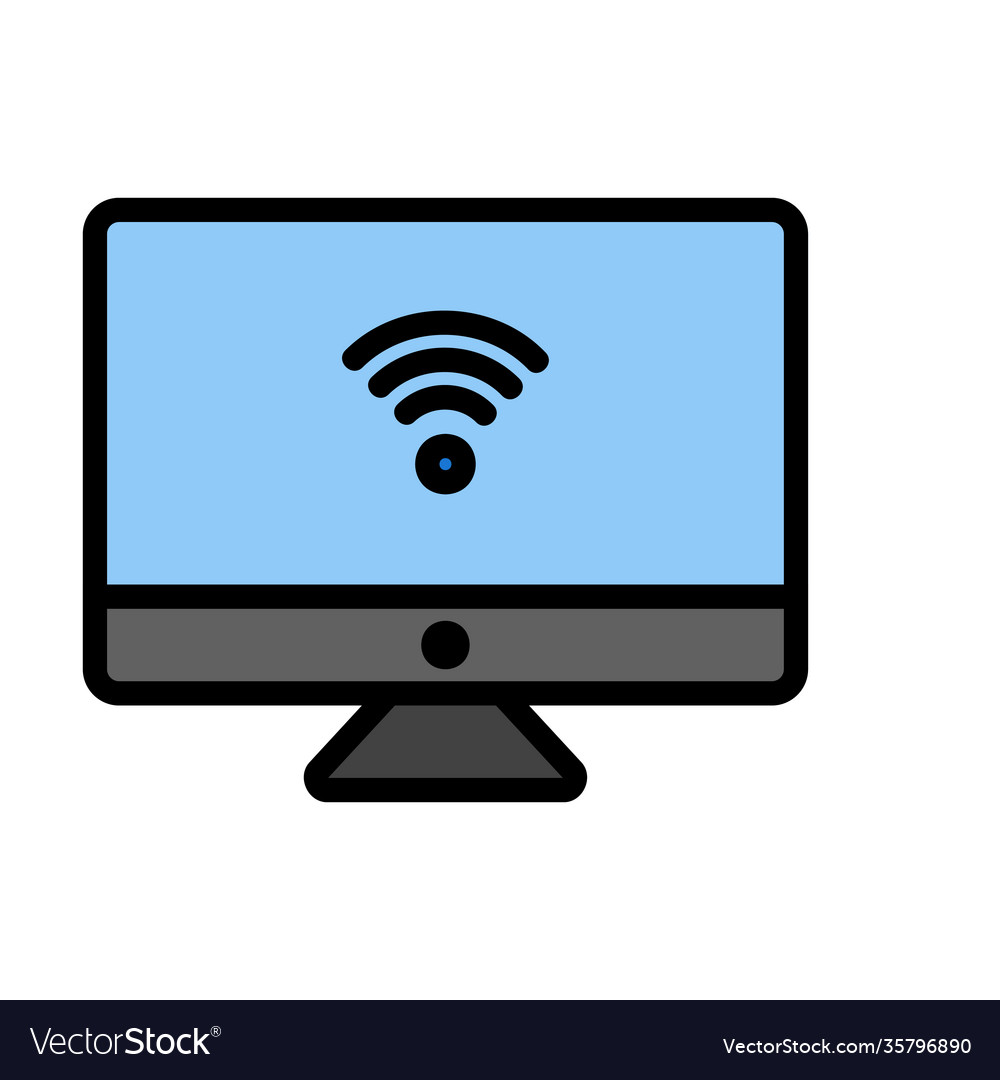 Computer icon in filled line style about internet vector image Computer icon in filled line style about internet