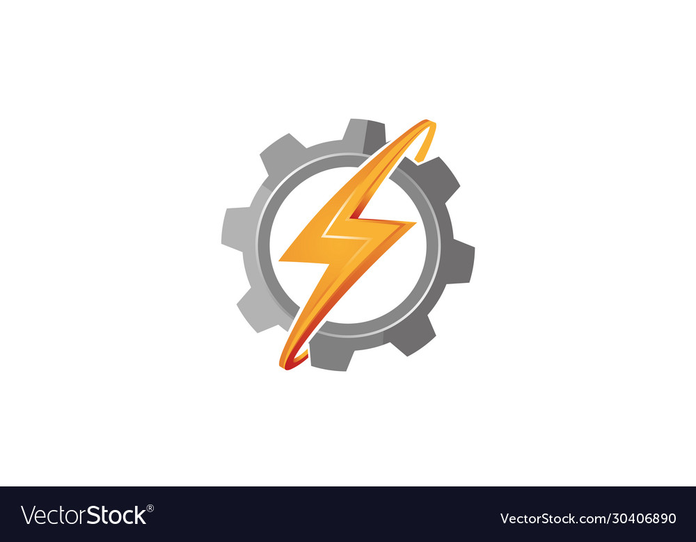 Creative abstract gear thunder bolt logo