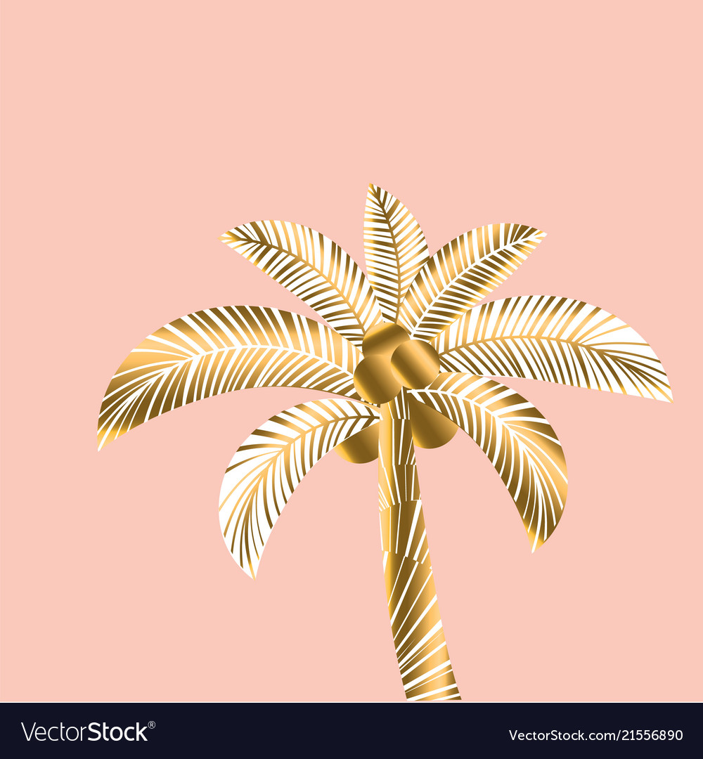 Decorative rosy and gold color tropical palm