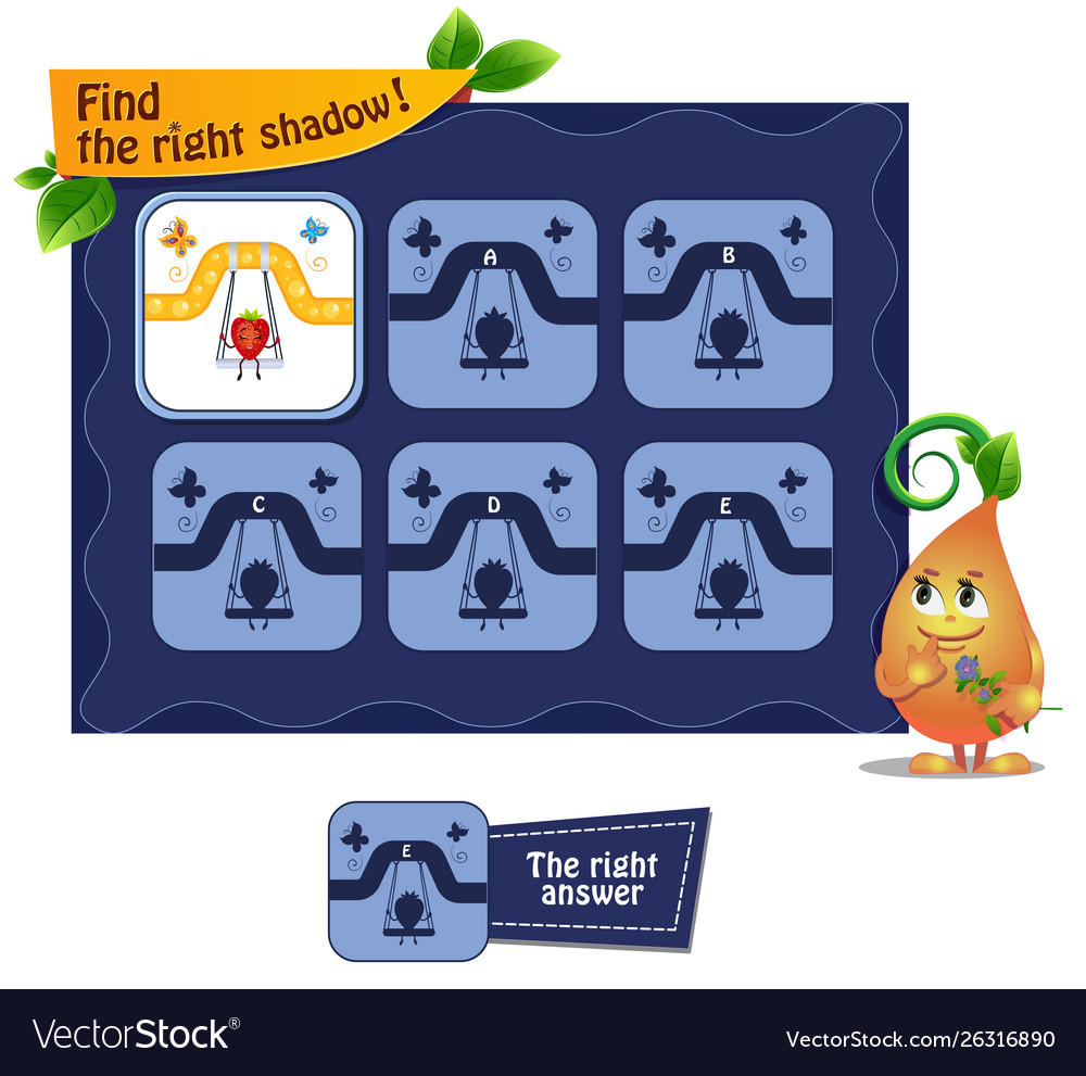 Fruit seesaw find right shadow Royalty Free Vector Image