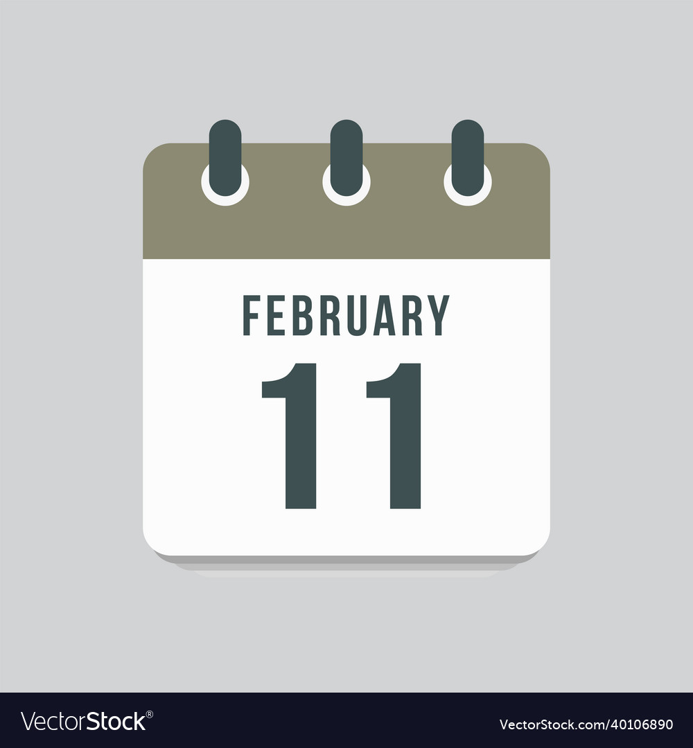 Icon day date 11 february template calendar page