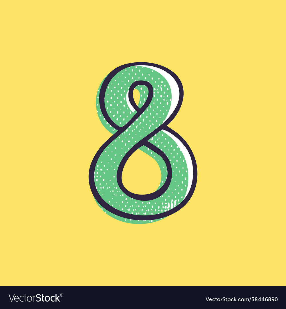 Kid style number eight logo hand-drawn Royalty Free Vector