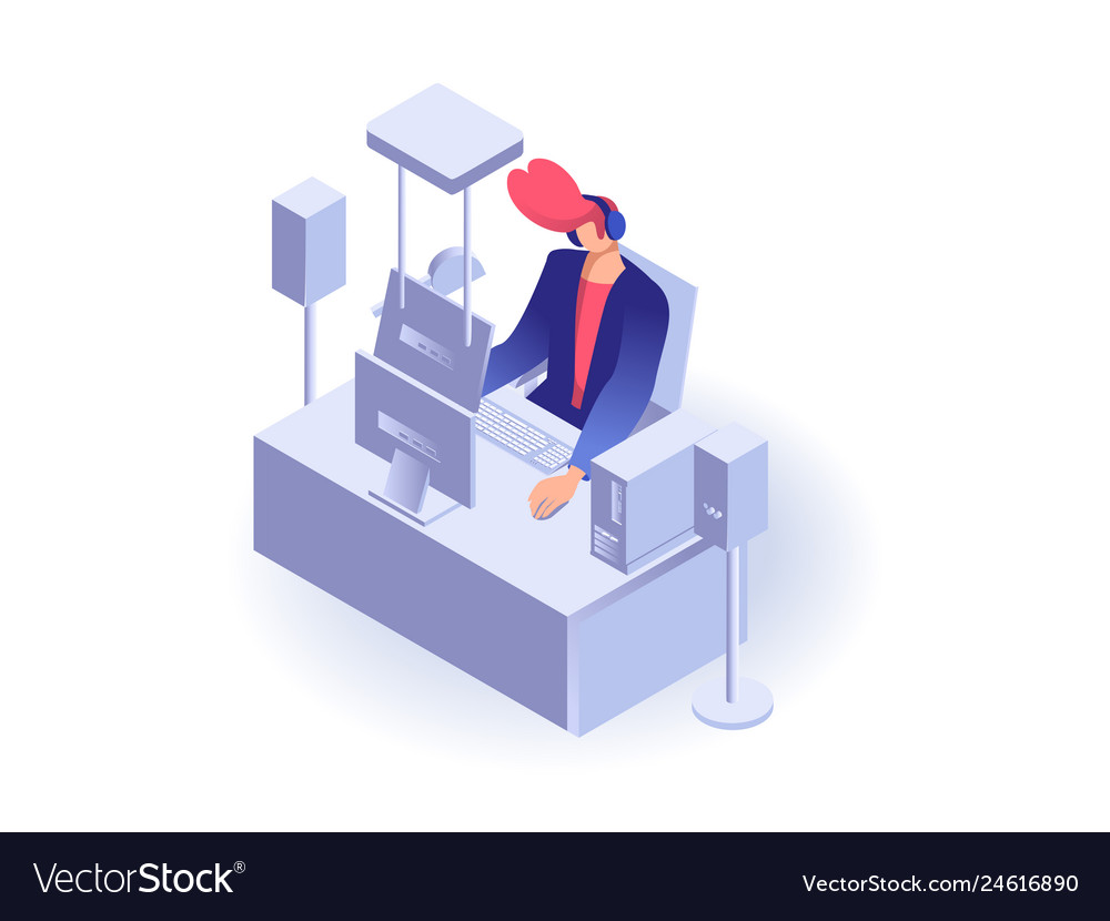 Man working at the computer vector image Man working at the computer