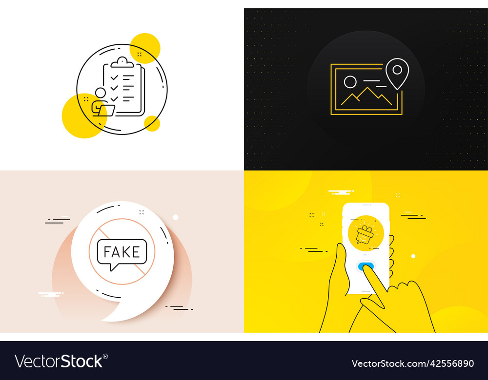 Minimal set of smile checklist and photo location vector image Minimal set of smile checklist and photo location