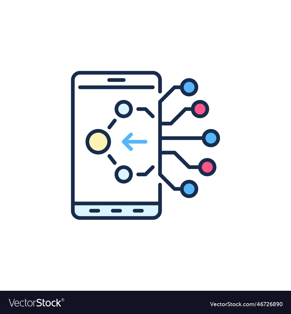 Phone with neural network technology concept Vector Image