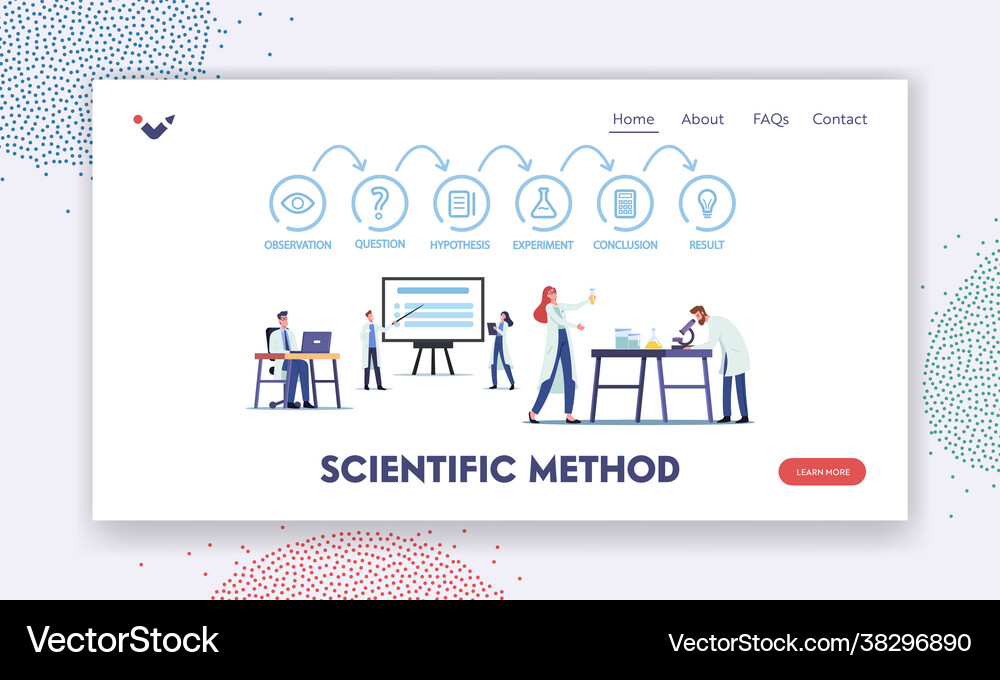Scientific method landing page template Royalty Free Vector