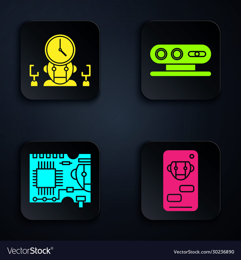 Set bot robot and digital time manager printed
