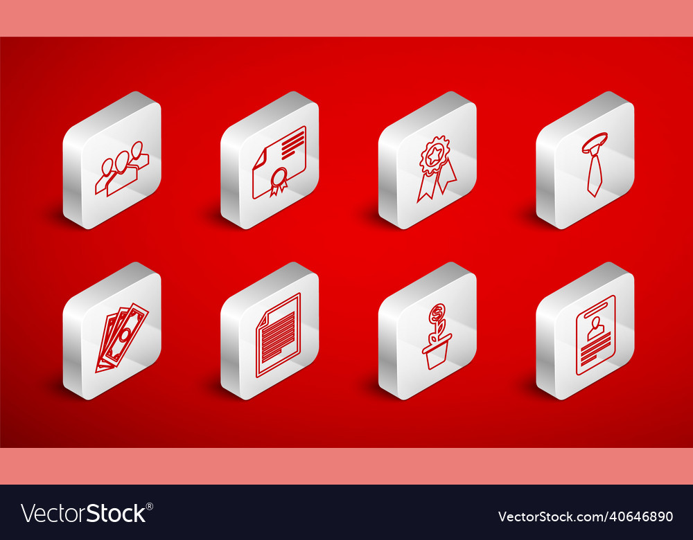 Set line identification badge certificate vector image Set line identification badge certificate
