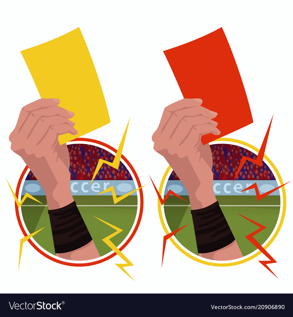 Stickers hands holds yellow red card