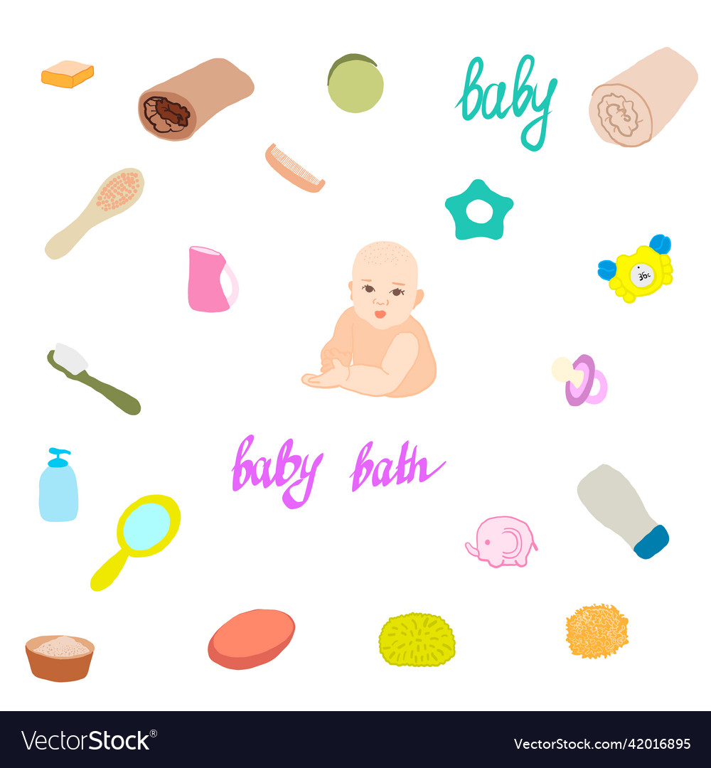 Bath accessories object design with text