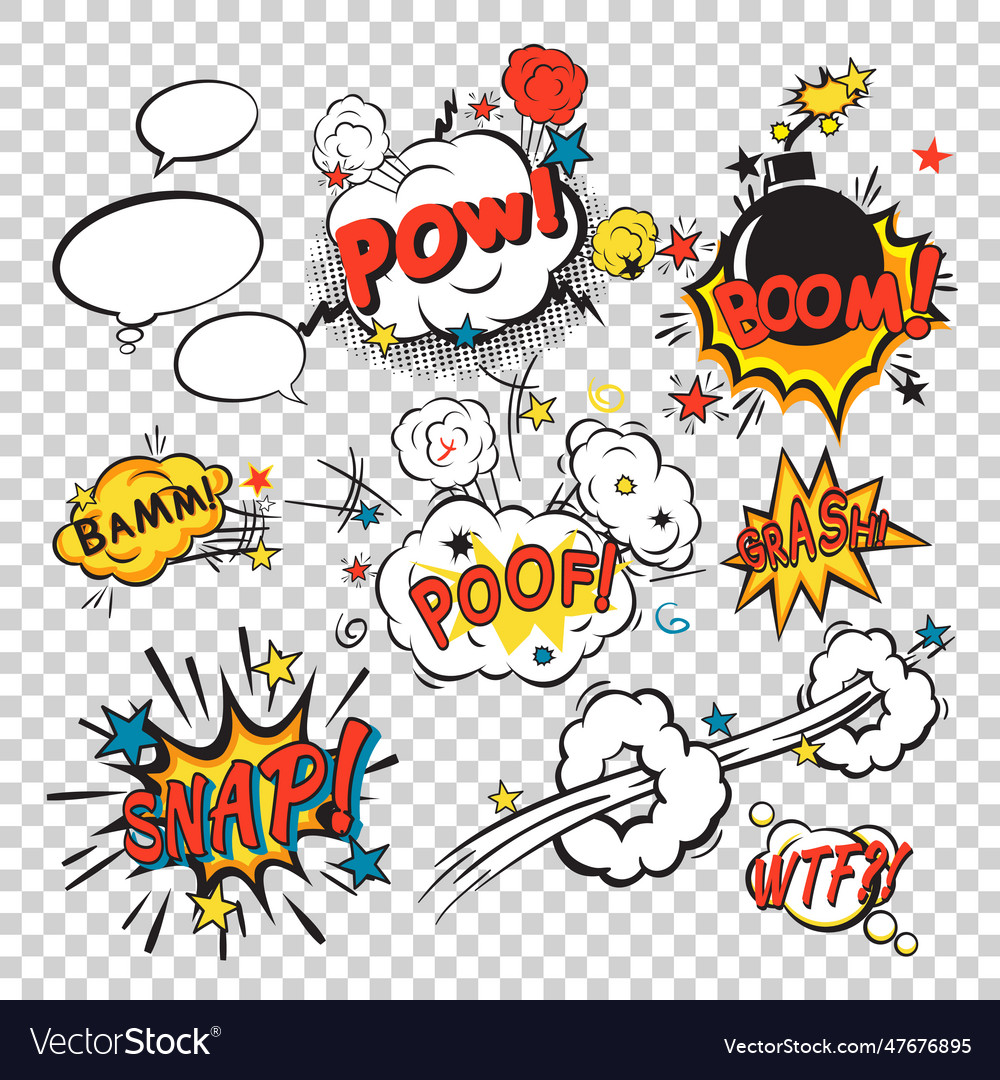 Comic boom set Royalty Free Vector Image - VectorStock
