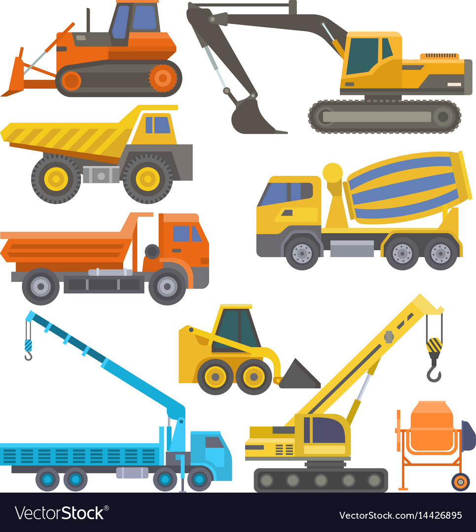 Baumaschinen und LKW