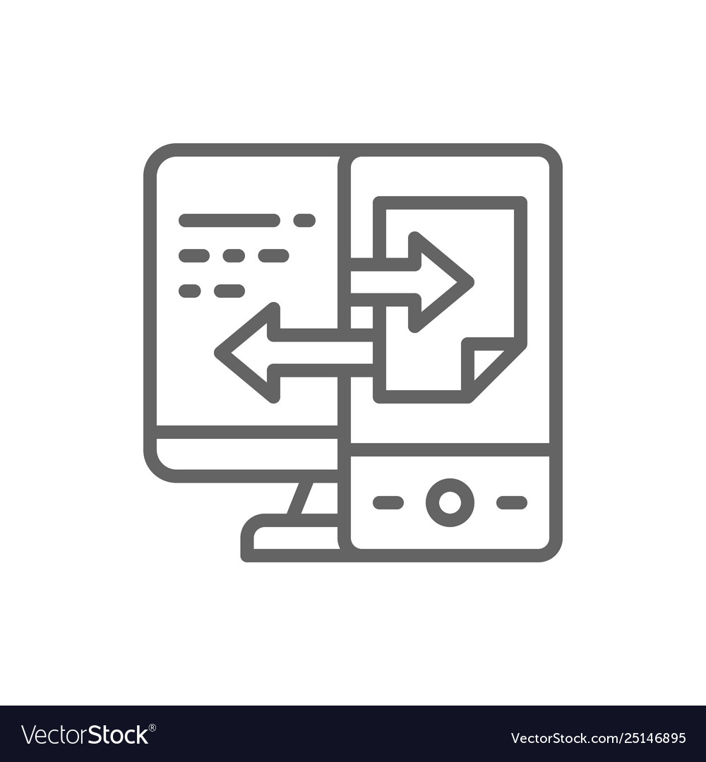 Device data transfer file synchronization line Vector Image