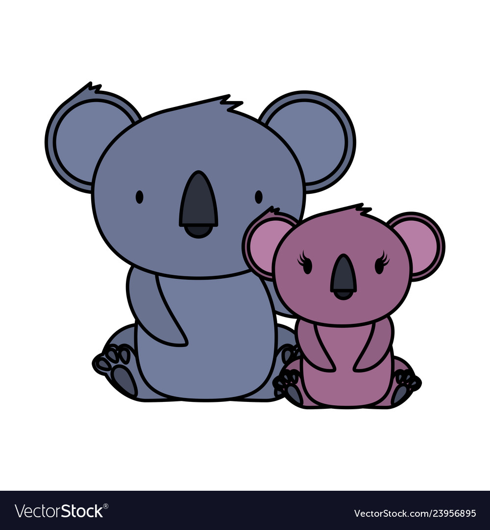 Little family koalas wild characters Royalty Free Vector