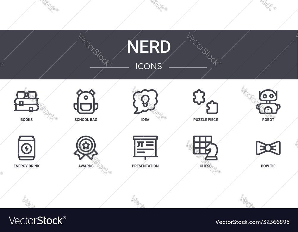 Nerd concept line icons set contains usable vector image Nerd concept line icons set contains usable