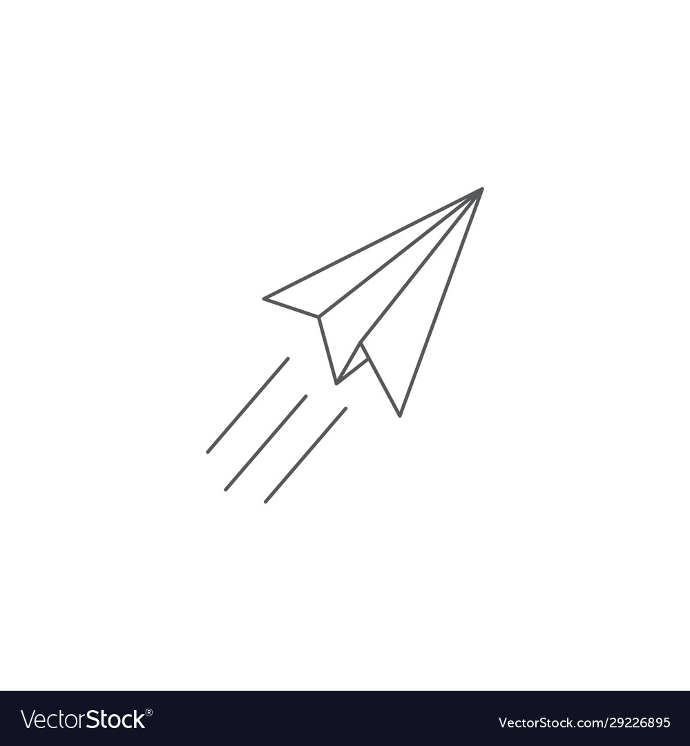 Paper plane line icon flat origami airplane