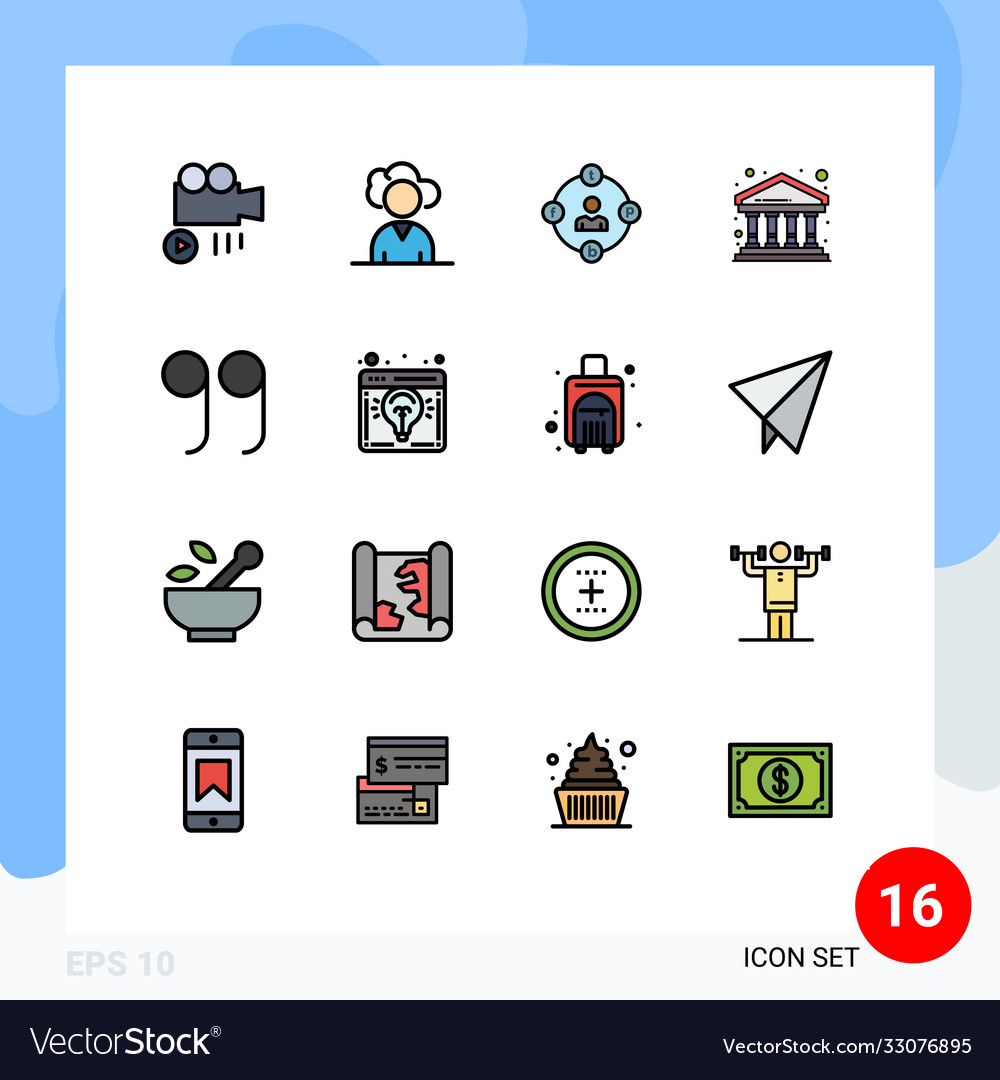 Pictograph set 16 simple flat color filled