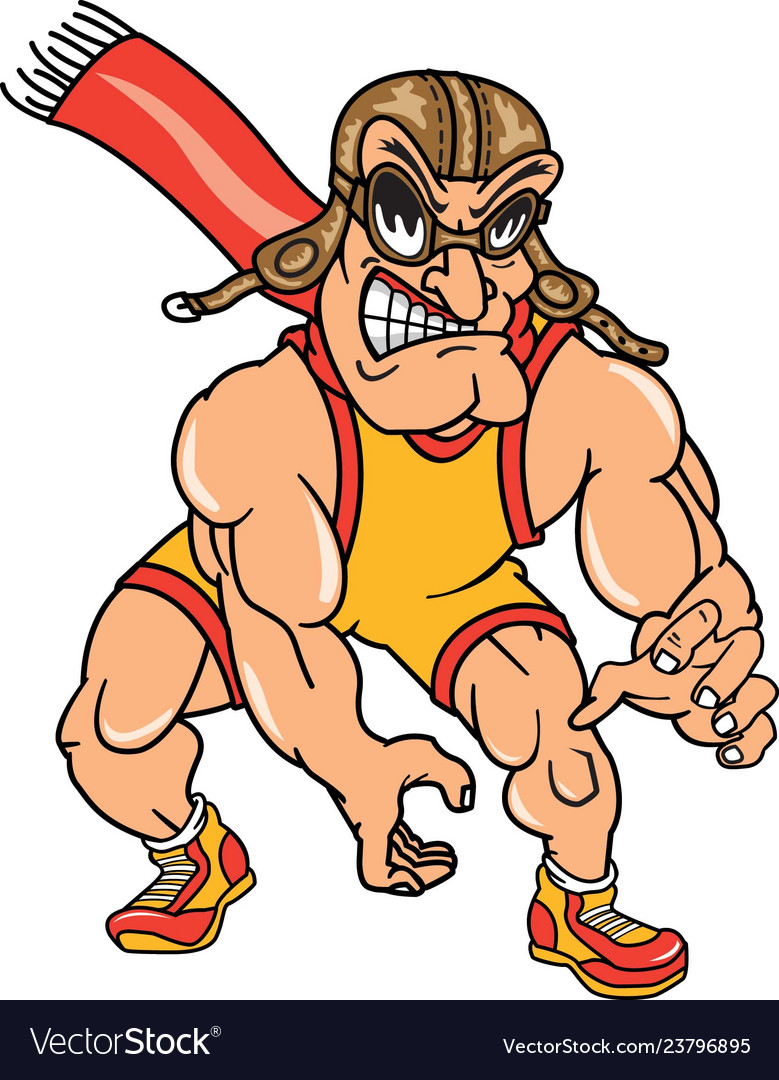 Pilot sports logo mascot wrestling Royalty Free Vector Image