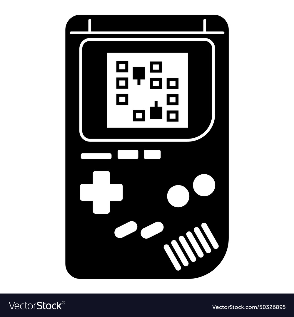 Retro handheld console game flat icon isolated