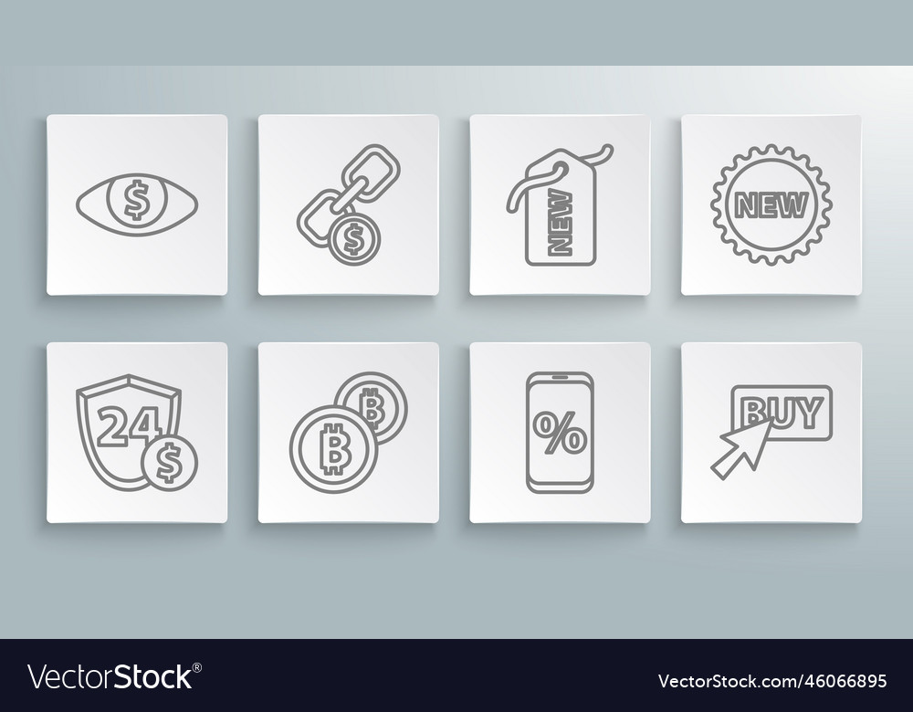 Set line shield with dollar chain link and coin vector image Set line shield with dollar chain link and coin