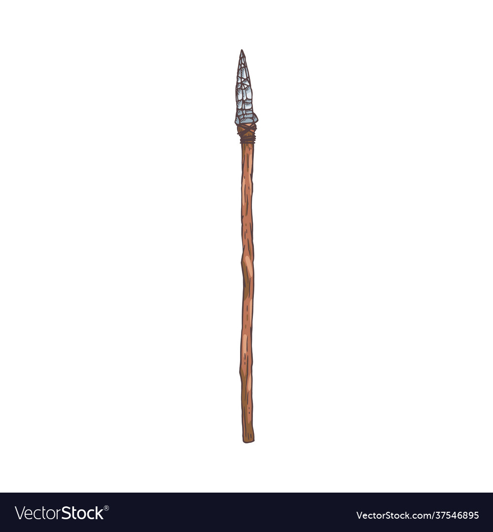 Stone age primitive caveman spear hand drawn Vector Image